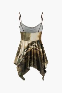Printed Asymmetric Hem Cami Top sold by Micas