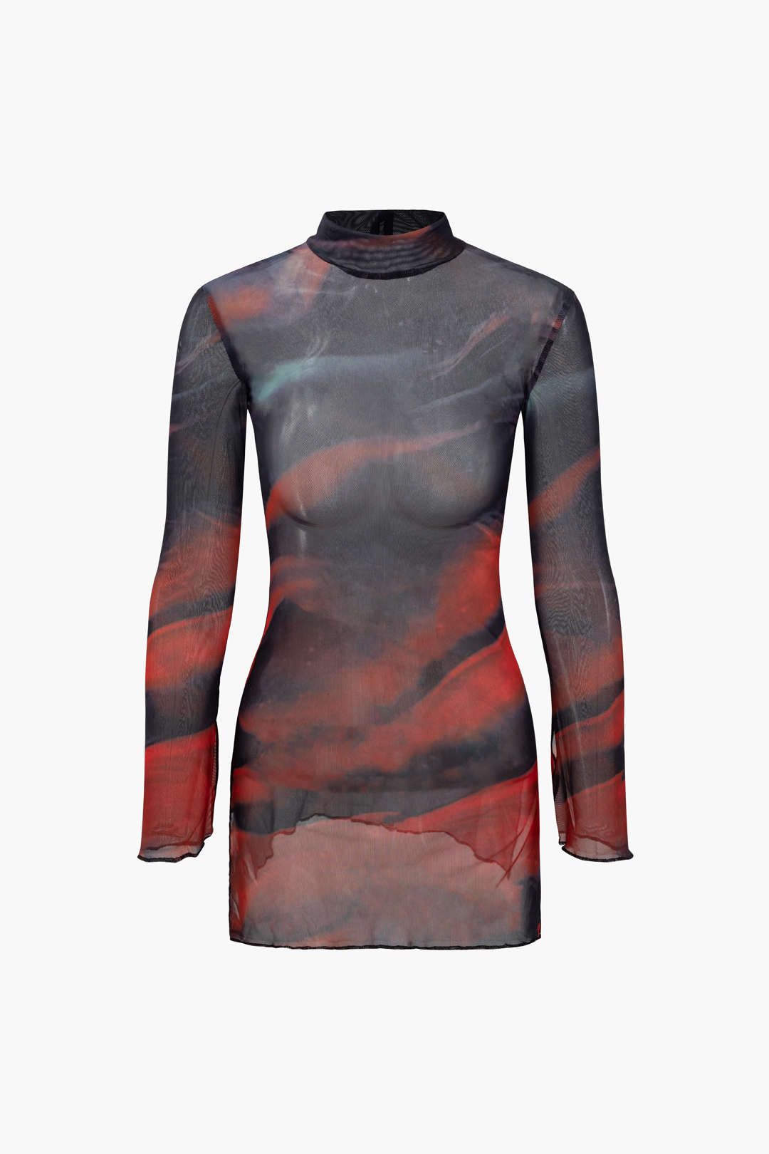 Tie Dye Sheer Mesh Long Sleeve Mini Dress sold by Micas