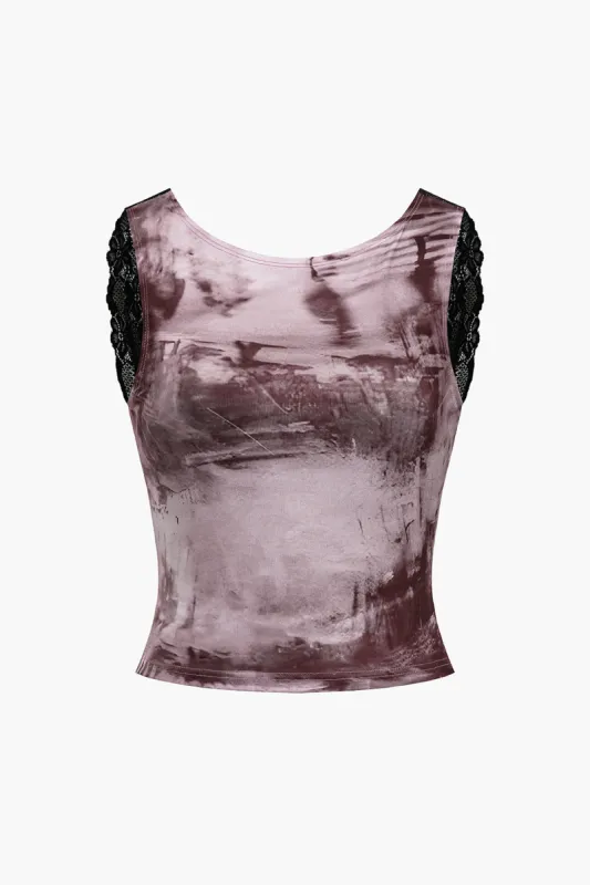 Tie Dye Lace Backless Cami Top sold by Micas