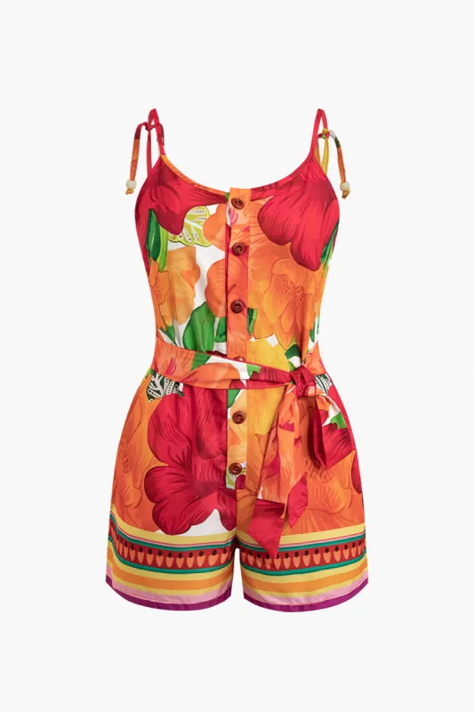 Floral Print Cami Romper With Belt sold by Micas