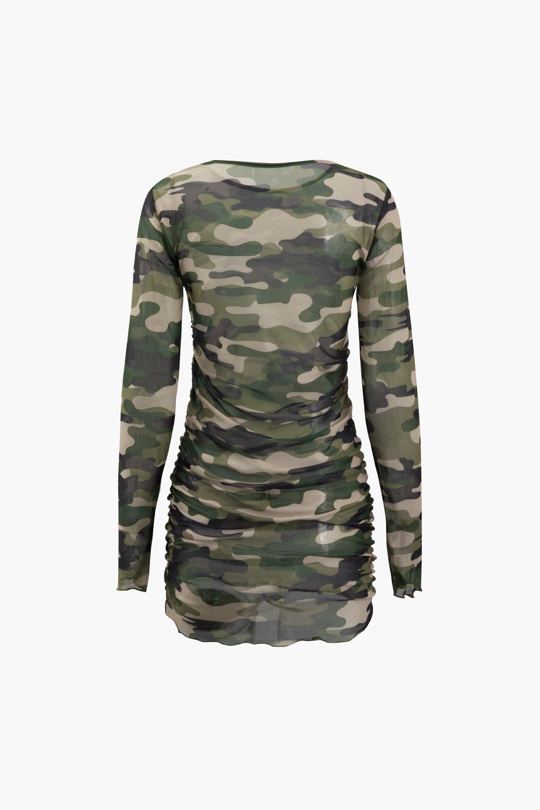 Camo Print Sheer Mesh Mini Dress sold by Micas product image thumbnail 2