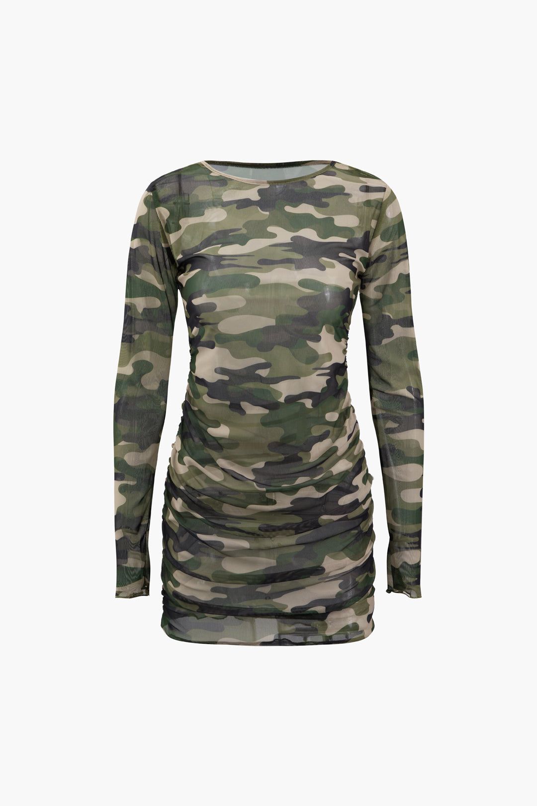 Camo Print Sheer Mesh Mini Dress sold by Micas