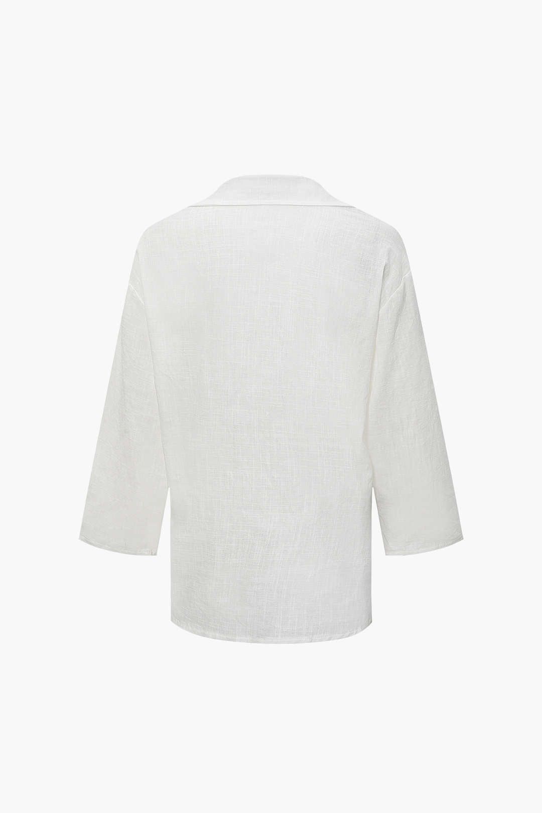 Linen-Blend Three-quarter Sleeve Shirt sold by Micas product image thumbnail 3
