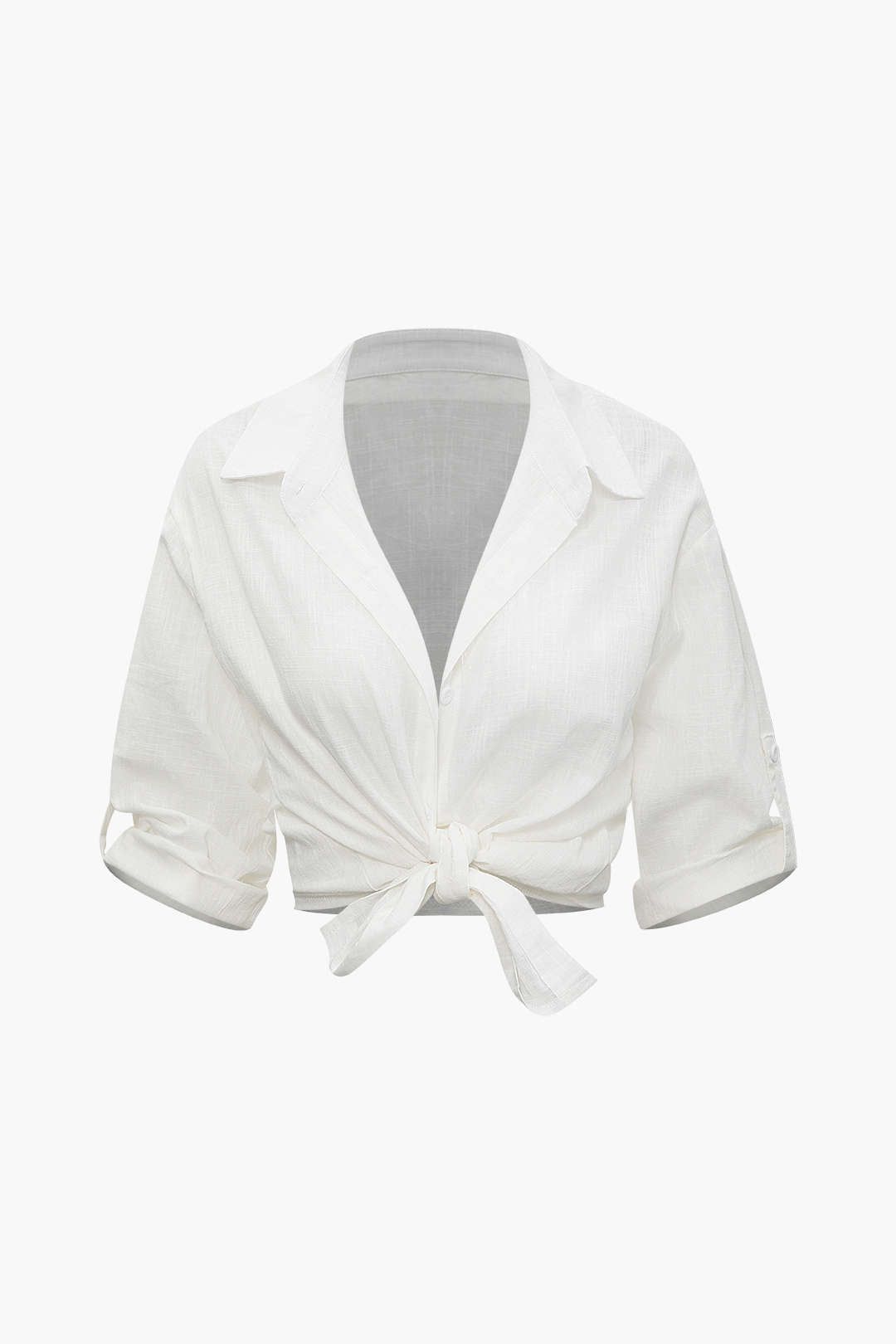 Linen-Blend Three-quarter Sleeve Shirt sold by Micas