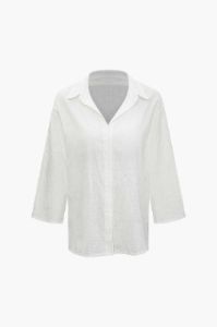 Linen-Blend Three-quarter Sleeve Shirt sold by Micas