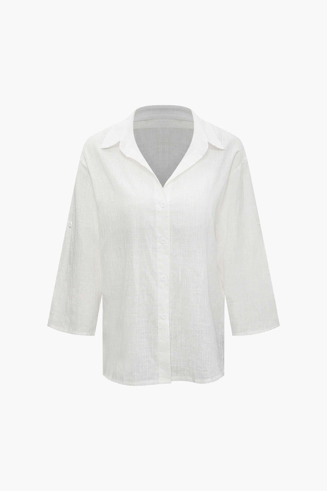 Linen-Blend Three-quarter Sleeve Shirt sold by Micas product image thumbnail 2