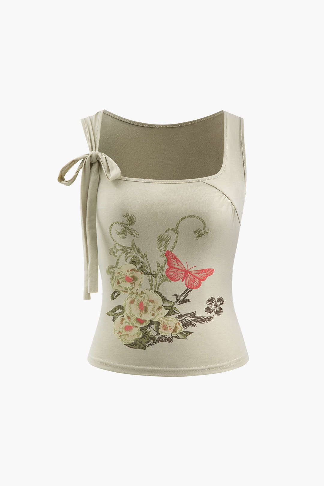 Flower & Butterfly Knot Detail Tank Top sold by Micas