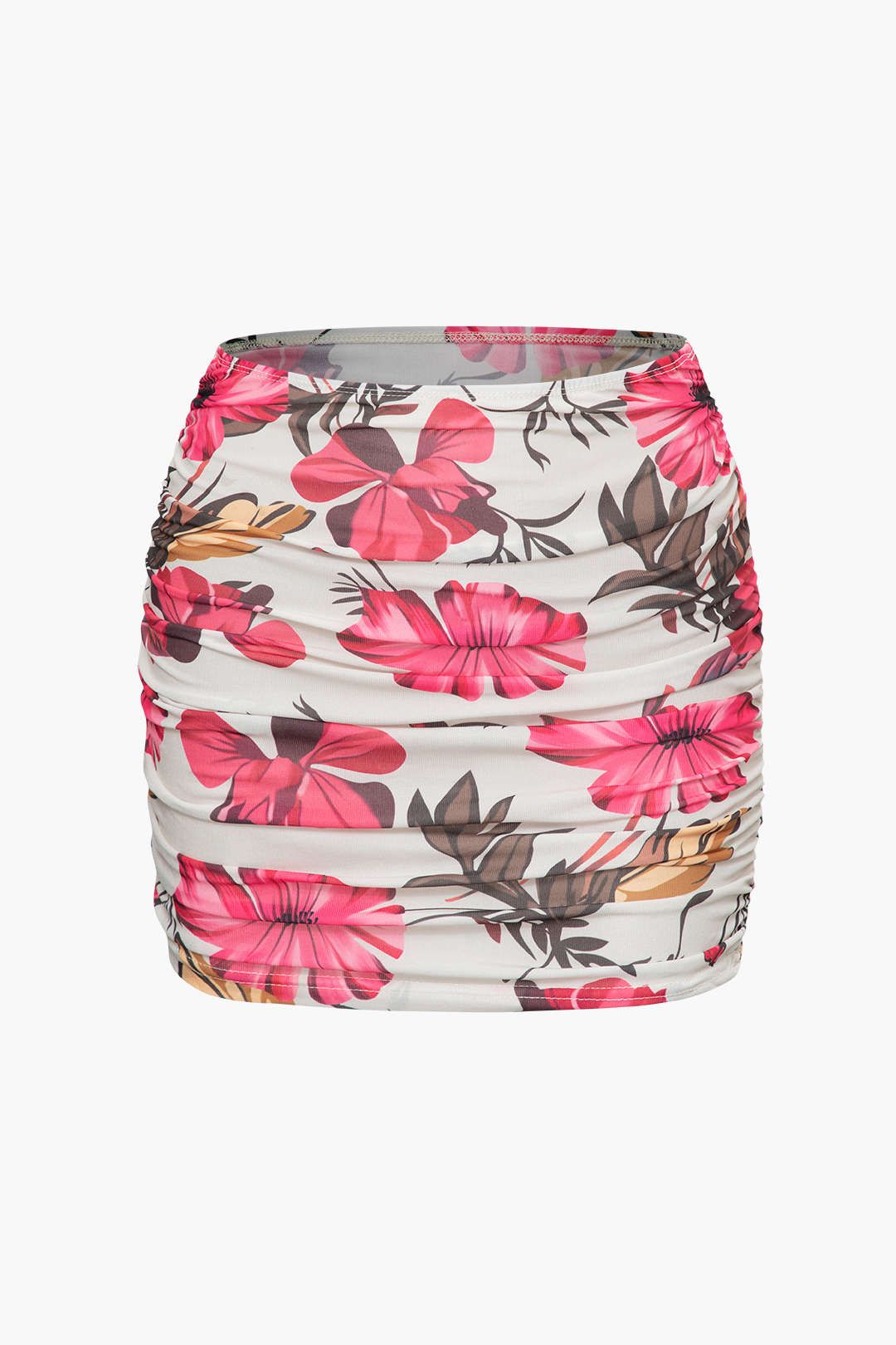 Floral Print Off-Shoulder Top And Ruched Mini Skirt Set sold by Micas product image thumbnail 3