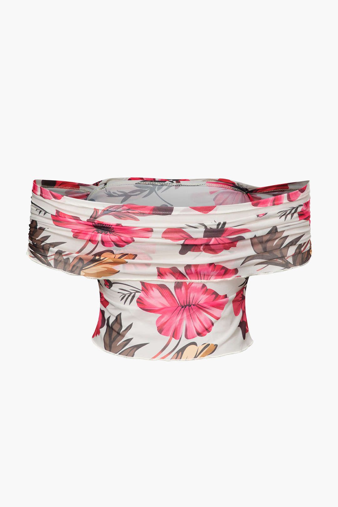 Floral Print Off-Shoulder Top And Ruched Mini Skirt Set sold by Micas product image thumbnail 4