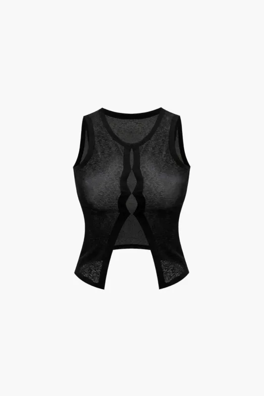 Sheer Cut Out Slit Tank Top sold by Micas