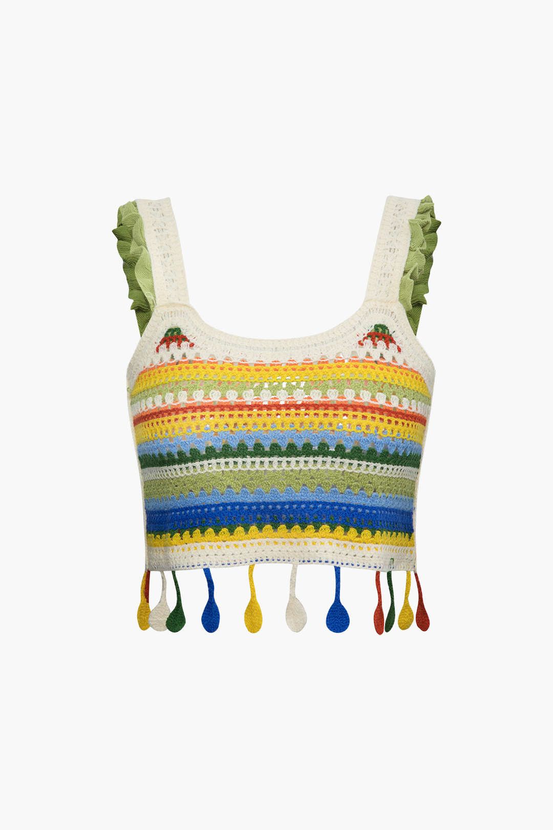 Rainbow Stripe Kint Fringe Hem Cami Top sold by Micas