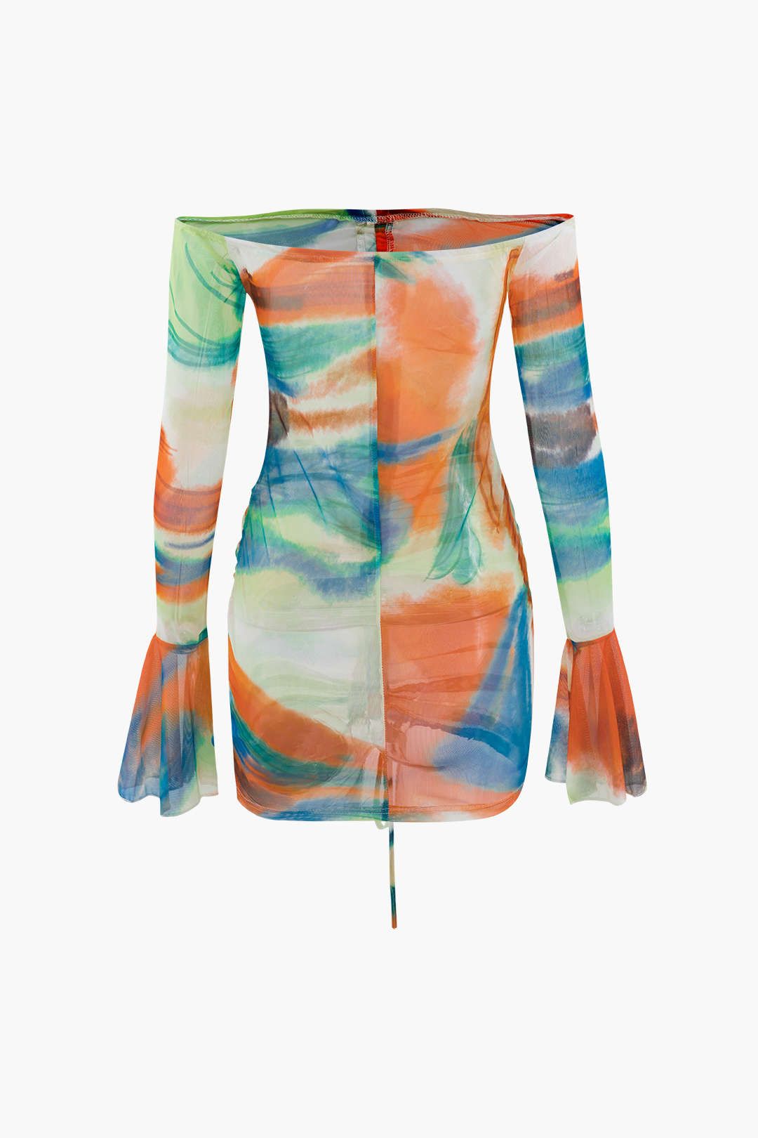 Abstract Print Off Shoulder Mesh Mini Dress sold by Micas product image thumbnail 2