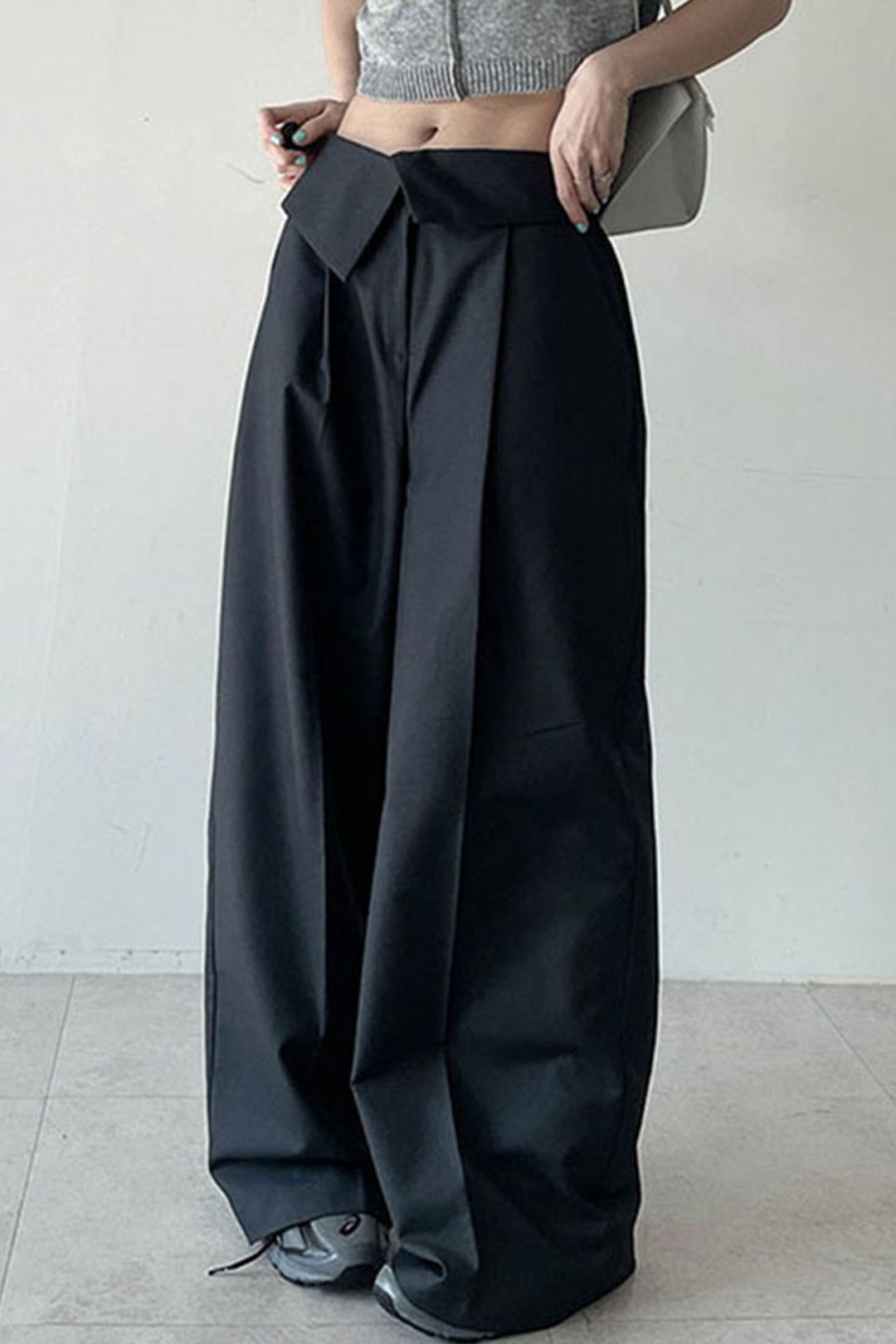 Asymmetrical Waist Wide Leg Pants sold by Micas