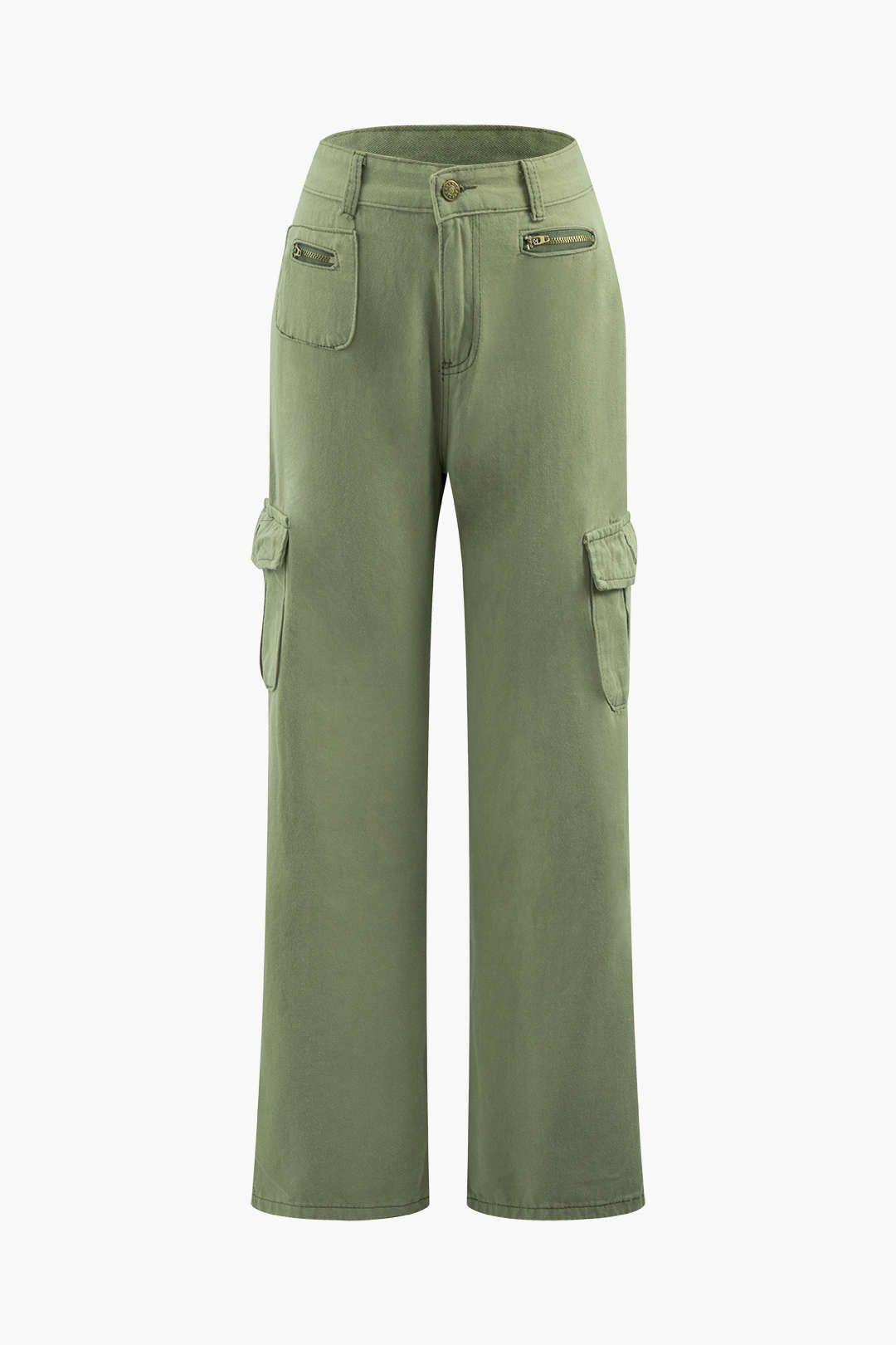 Flap Pocket Straight Leg Cargo Jeans sold by Micas