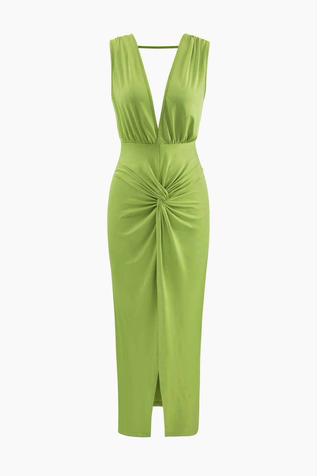 Deep V-neck Backless Slit Midi Dress sold by Micas