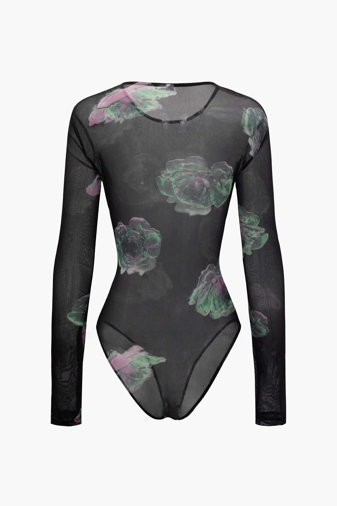 Floral Print Mesh Long Sleeve Bodysuit sold by Micas product image thumbnail 3