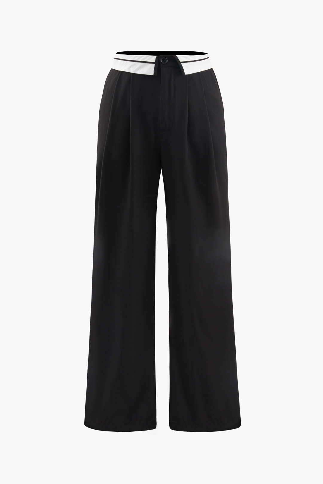 Contrast Waistband Pleated Full Length Pants sold by Micas