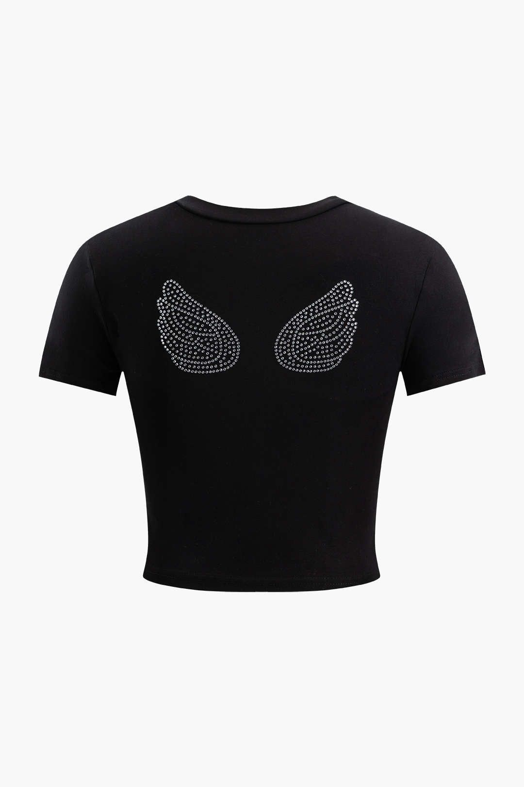 Heart Embellished Short Sleeve Crop Top sold by Micas product image thumbnail 2
