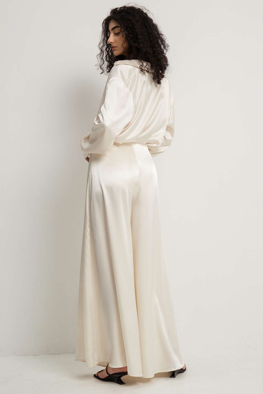 Solid Satin Long Sleeve Shirt sold by Micas product image thumbnail 5