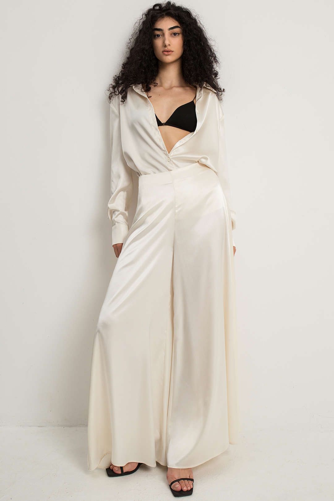 Solid Satin Long Sleeve Shirt sold by Micas product image thumbnail 2