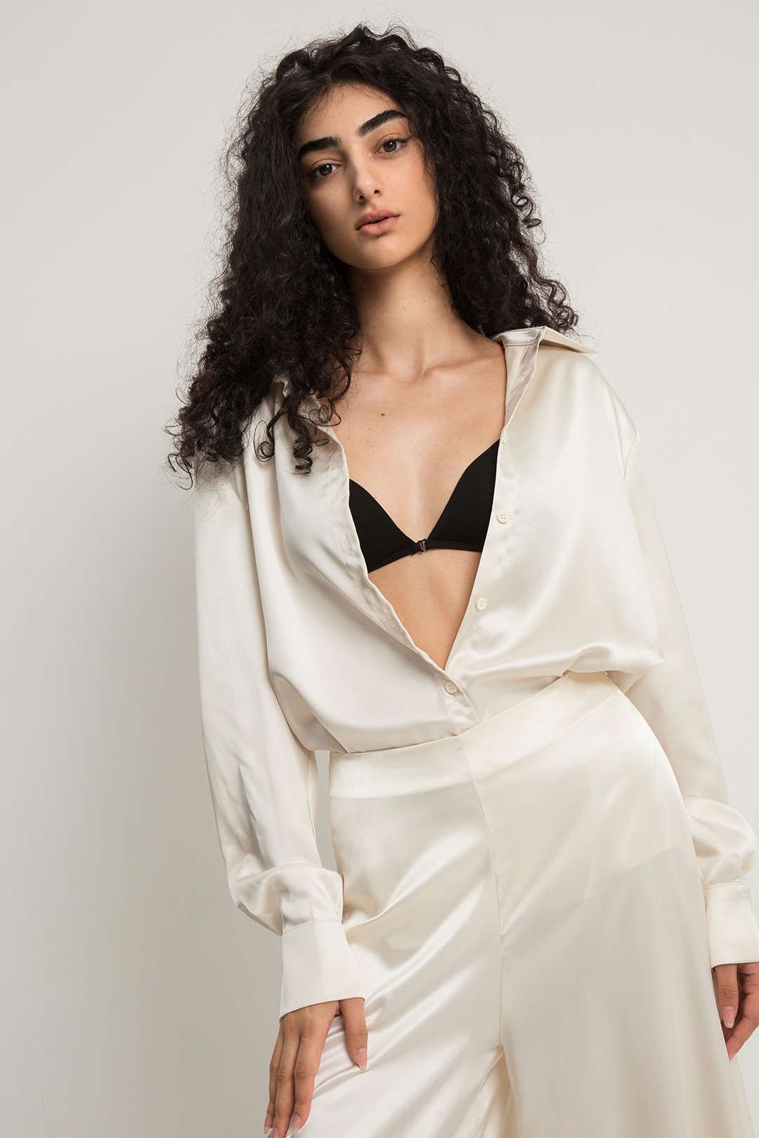 Solid Satin Long Sleeve Shirt sold by Micas