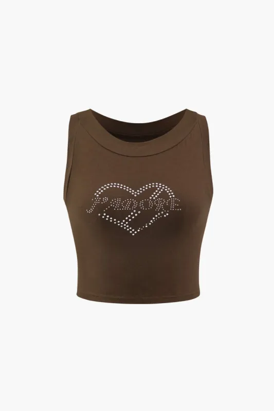Heart Embellished Tank Top sold by Micas