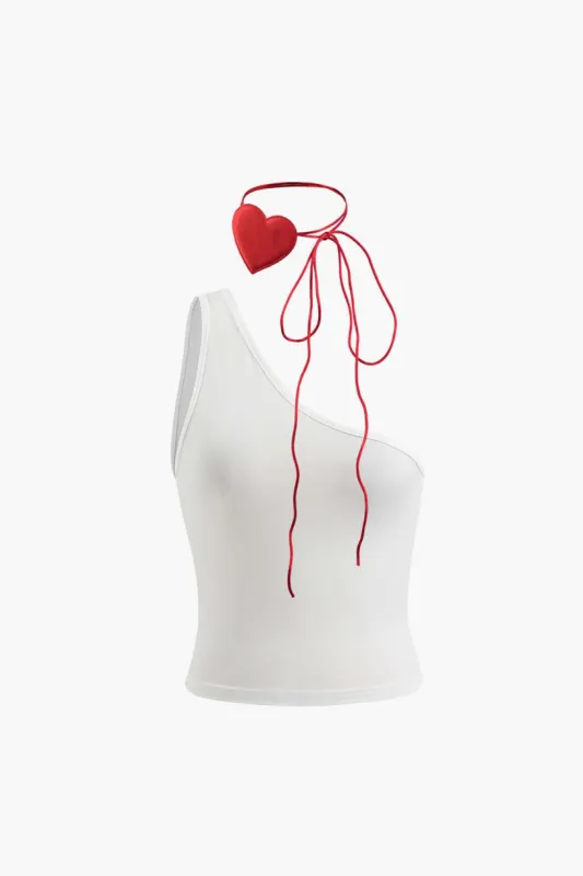 Asymmetric Tank Top With Heart Bow Tie made by Micas