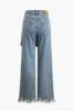 Wrap Frayed Hem Denim Wide Leg Pants sold by Micas