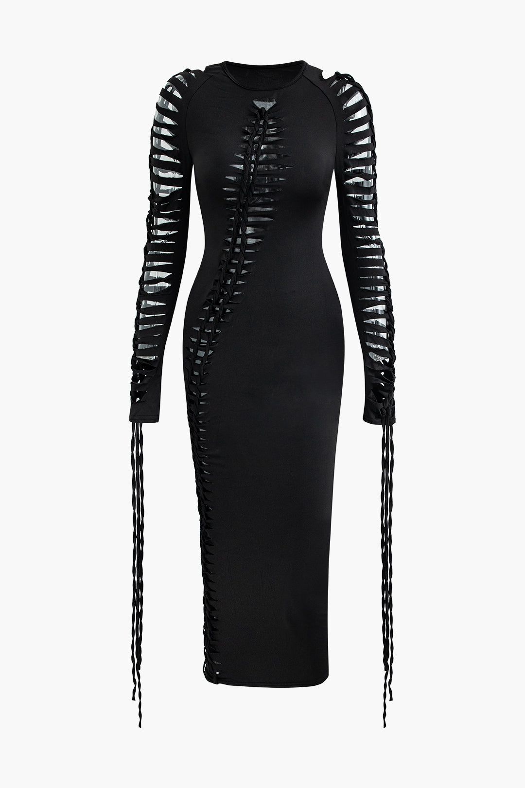 Round Neck Braided Cut Out Midi Dress sold by Micas