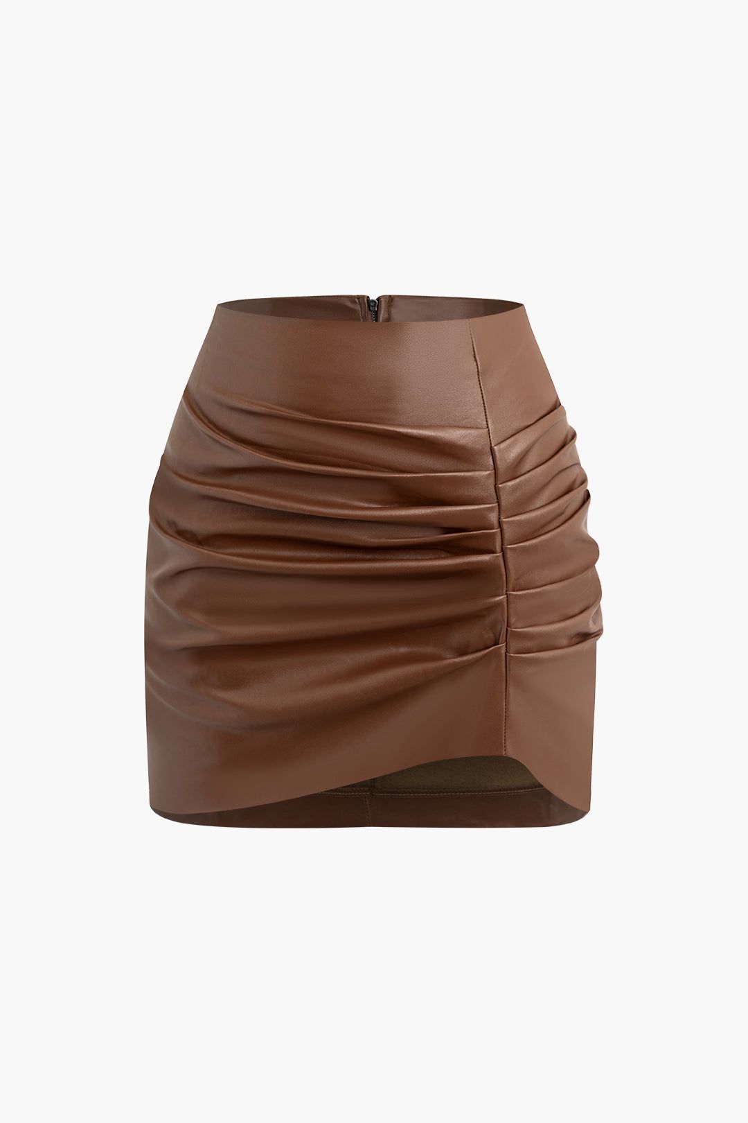 Faux Leather Ruched Mini Skirt sold by Micas