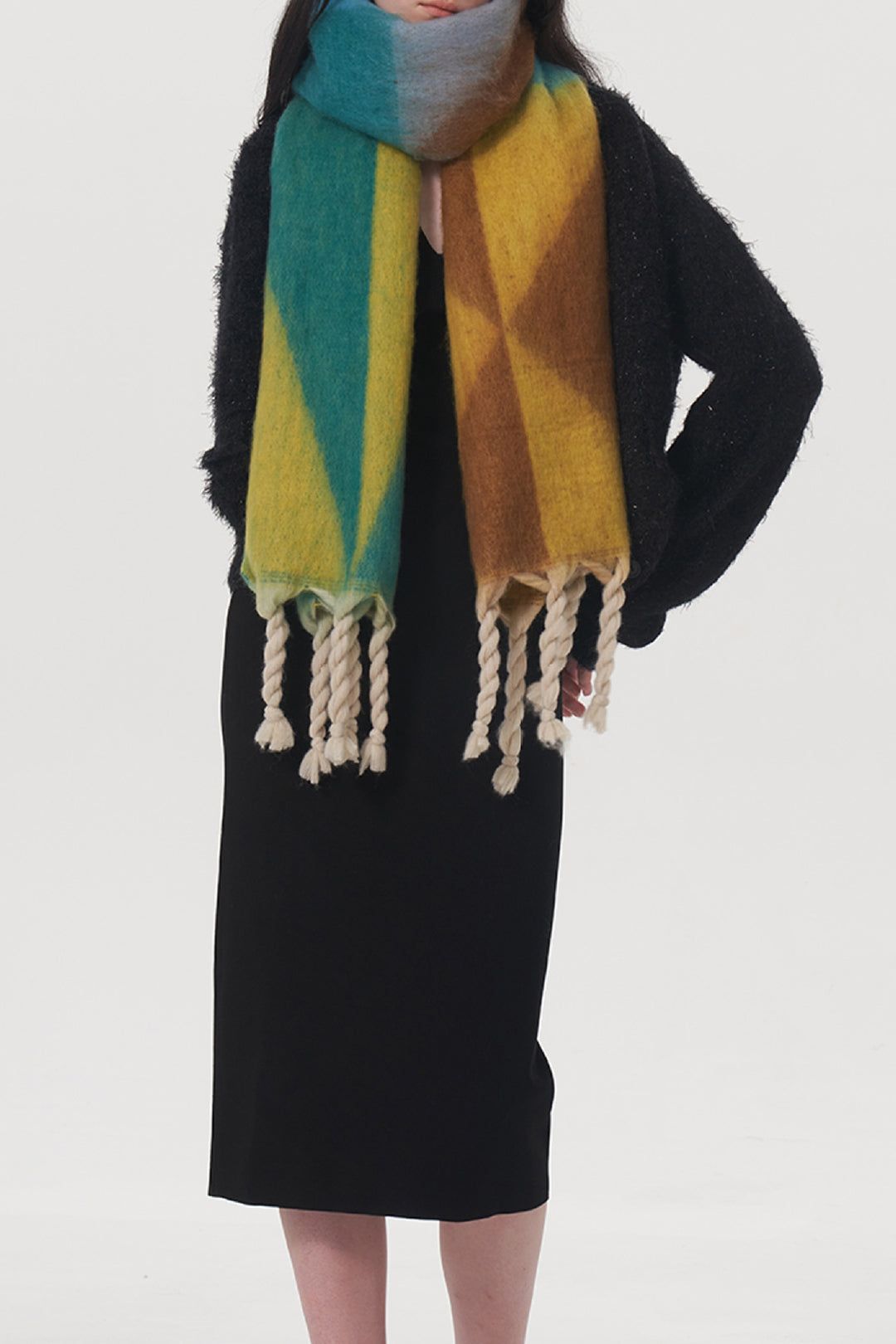 Colorblock Tassel Hem Scarf sold by Micas