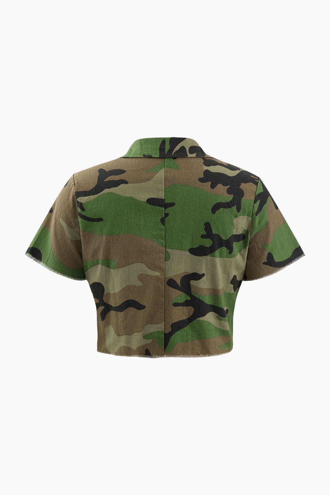 Camo Frayed Hem Crop Shirt And Asymmetric Midi Skirt Set sold by Micas product image thumbnail 4