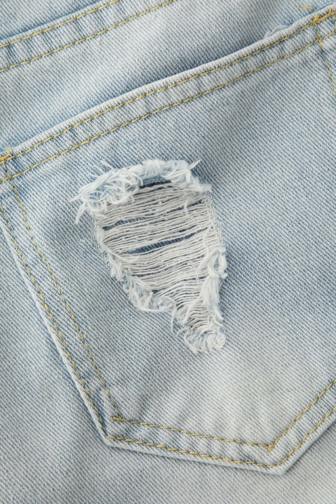 Pearl Embellished Frayed Distressed Denim Shorts sold by Micas product image thumbnail 5