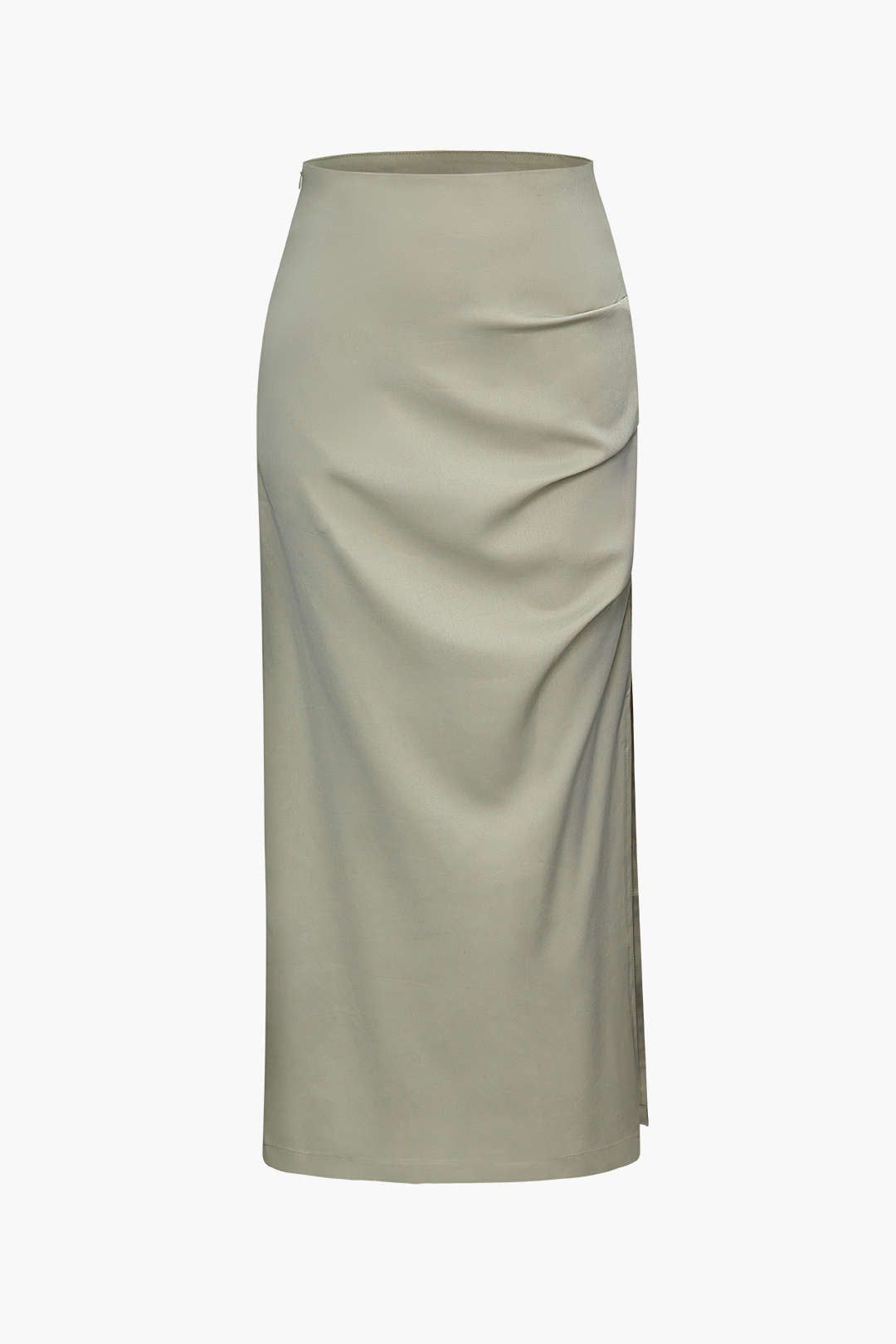Solid Ruched Split Skirt sold by Micas
