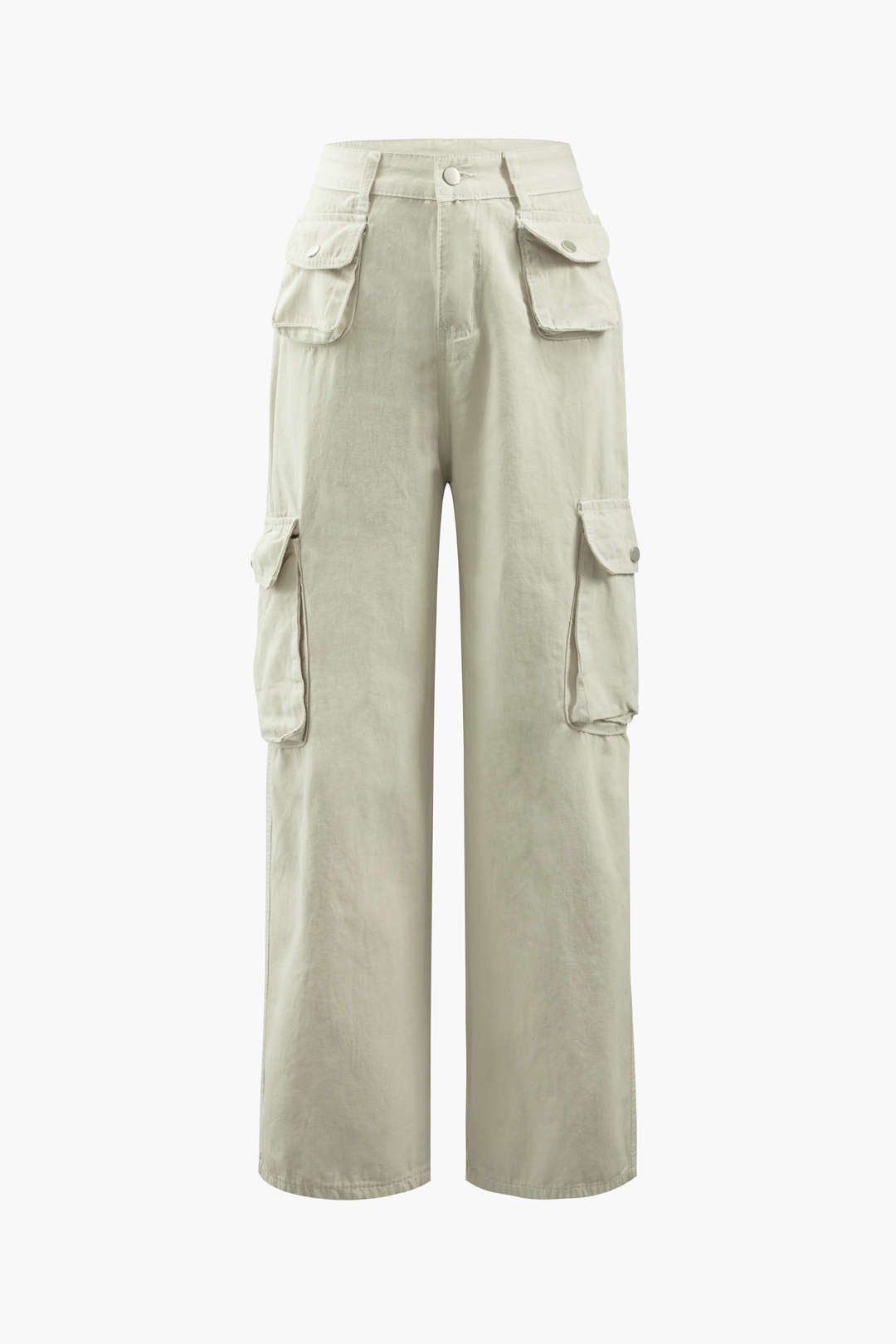 High Waisted Flap Pocket Straight Leg Cargo Pants sold by Micas