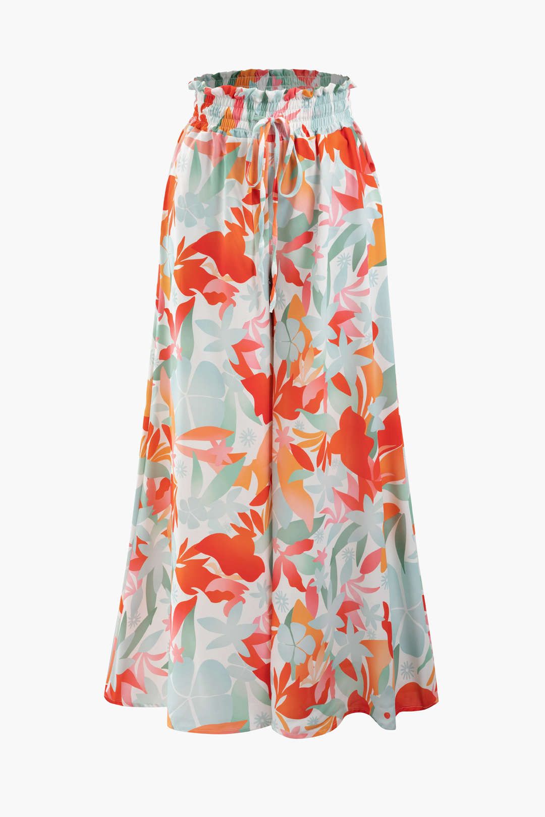 Leaves Print High Waisted Drawstring Wide Leg Pants sold by Micas product image thumbnail 2