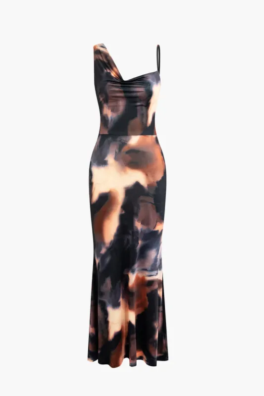 Tie Dye Asymmetrical Mermaid Maxi Dress sold by Micas