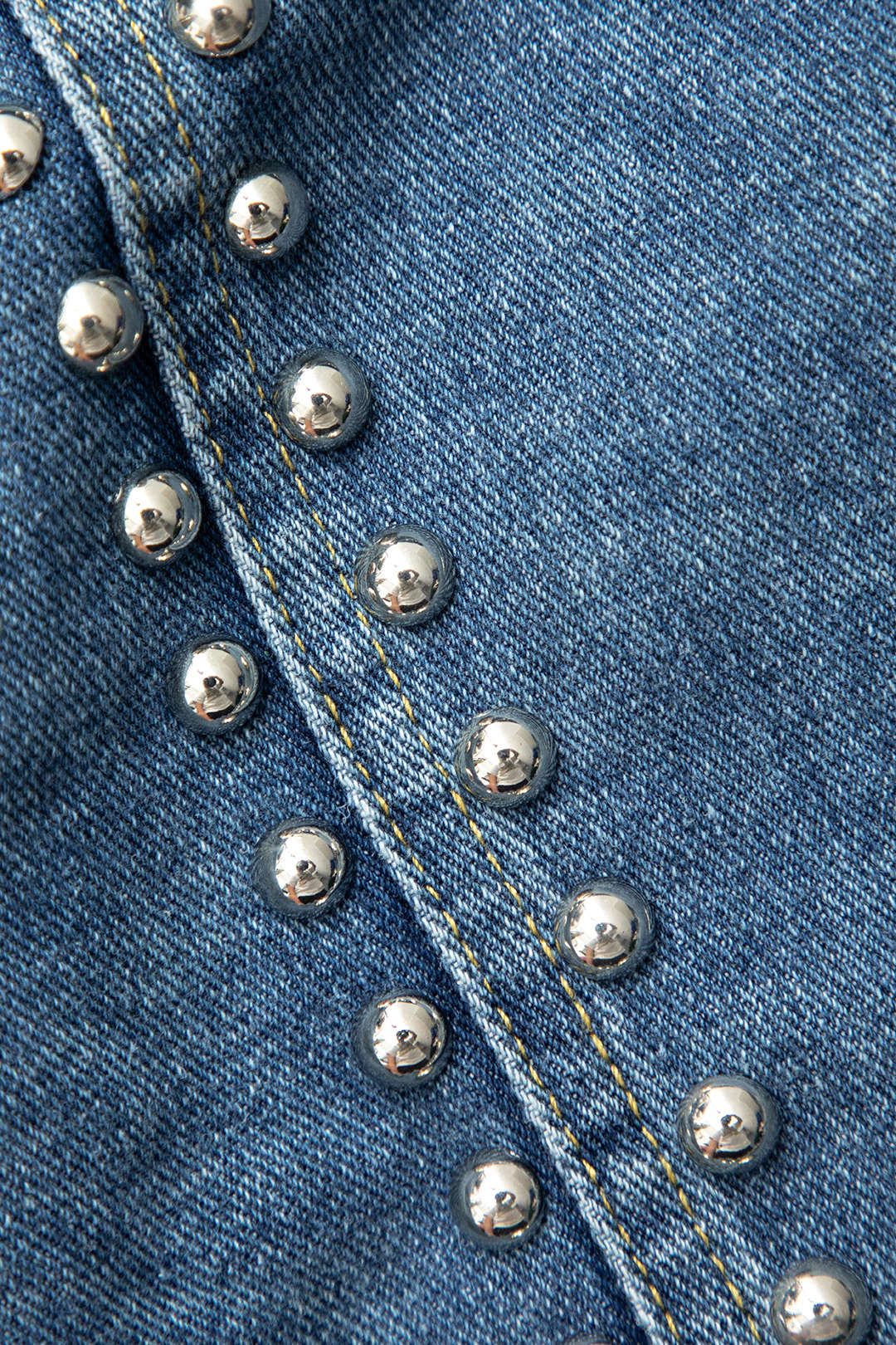 Frayed Studded Decor Denim Jacket sold by Micas product image thumbnail 4