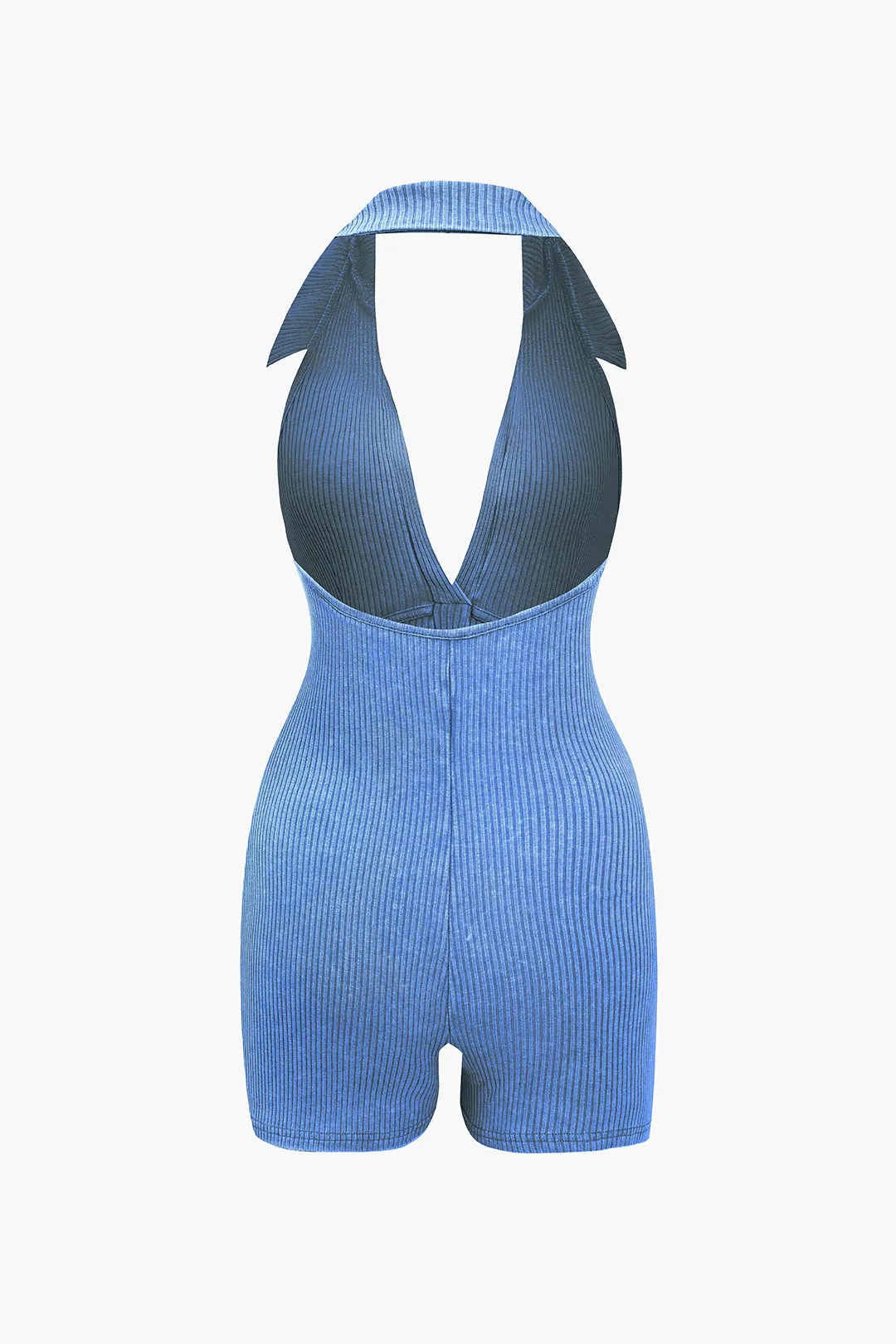 Distressed Backless Halter V-neck Romper sold by Micas product image thumbnail 5