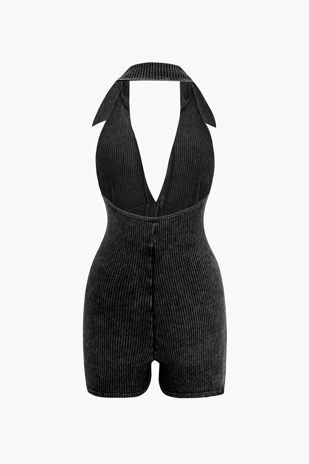 Distressed Backless Halter V-neck Romper sold by Micas product image thumbnail 2
