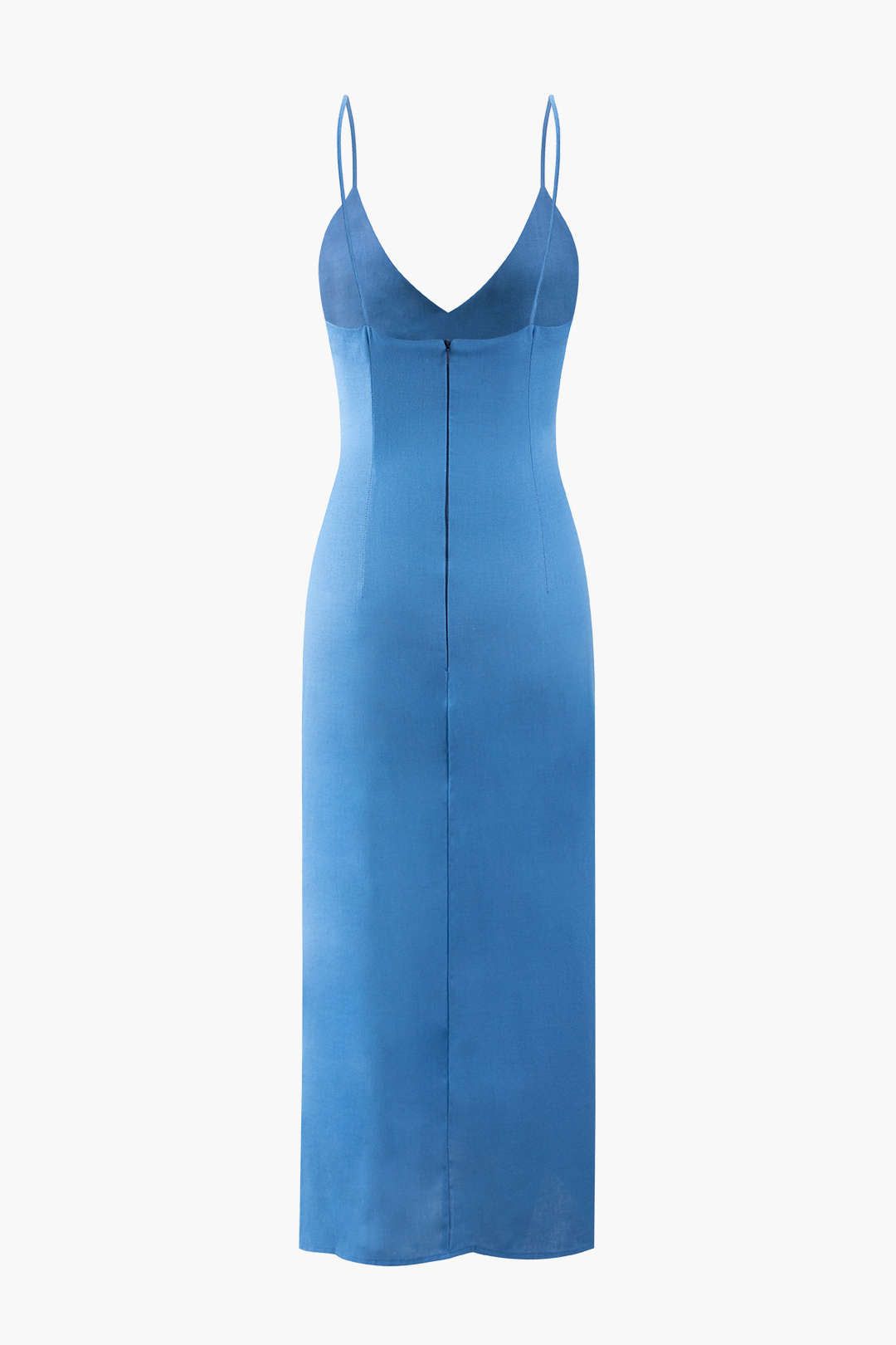 V-neck Linen Pleated Slit Midi Dress sold by Micas product image thumbnail 2