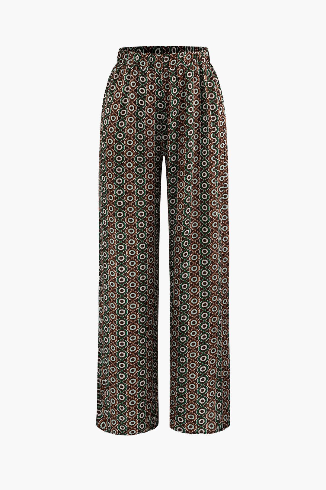 Geometrisk tryk elastisk talje lige benbukser sold by Micas