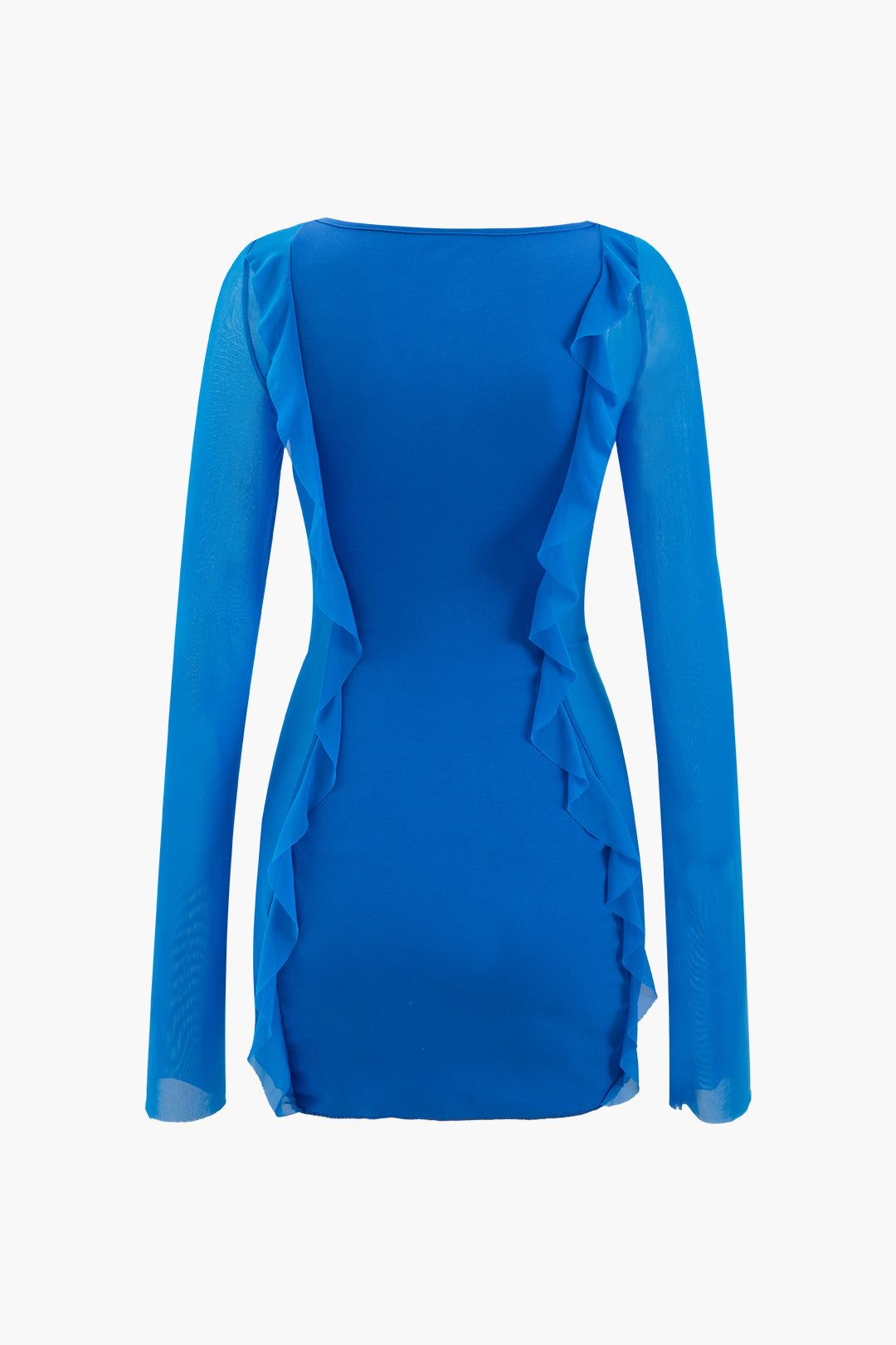 Ruffle Tie Front Mesh Sleeve Mini Dress sold by Micas product image thumbnail 2