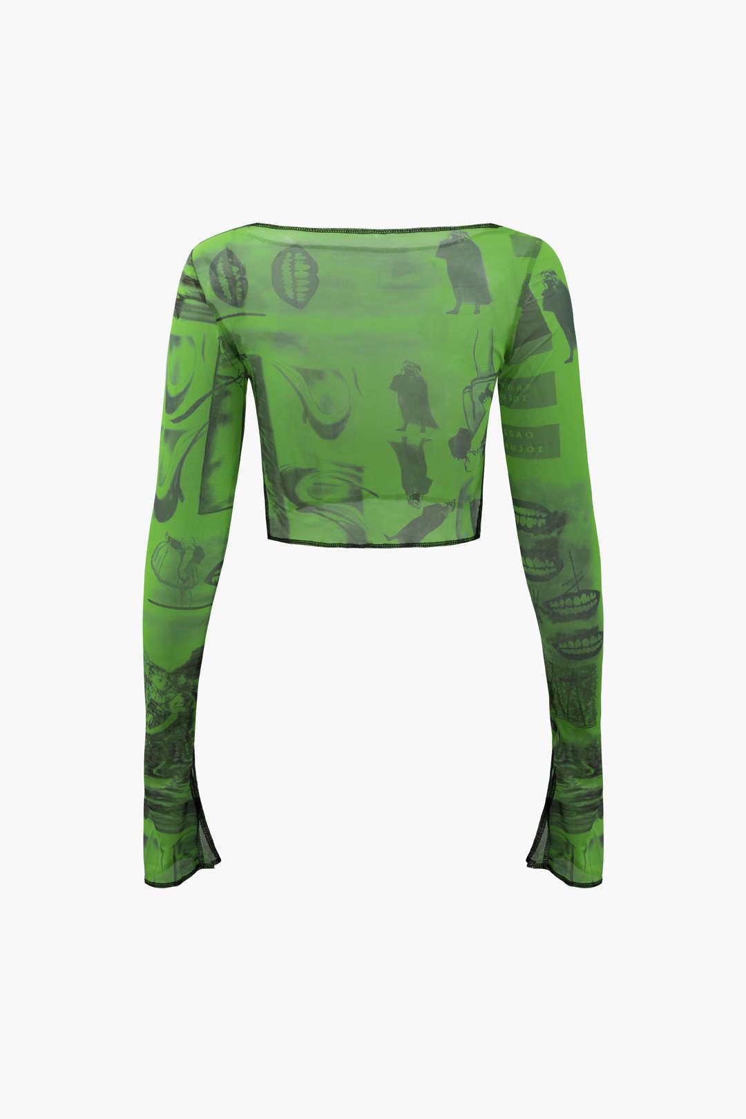 Abstract Print Mesh Long Sleeve Crop Top sold by Micas product image thumbnail 2