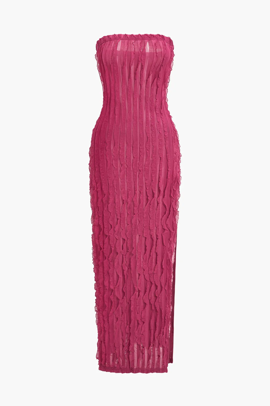 Ruffle tekstureret stropløs maxi kjole sold by Micas