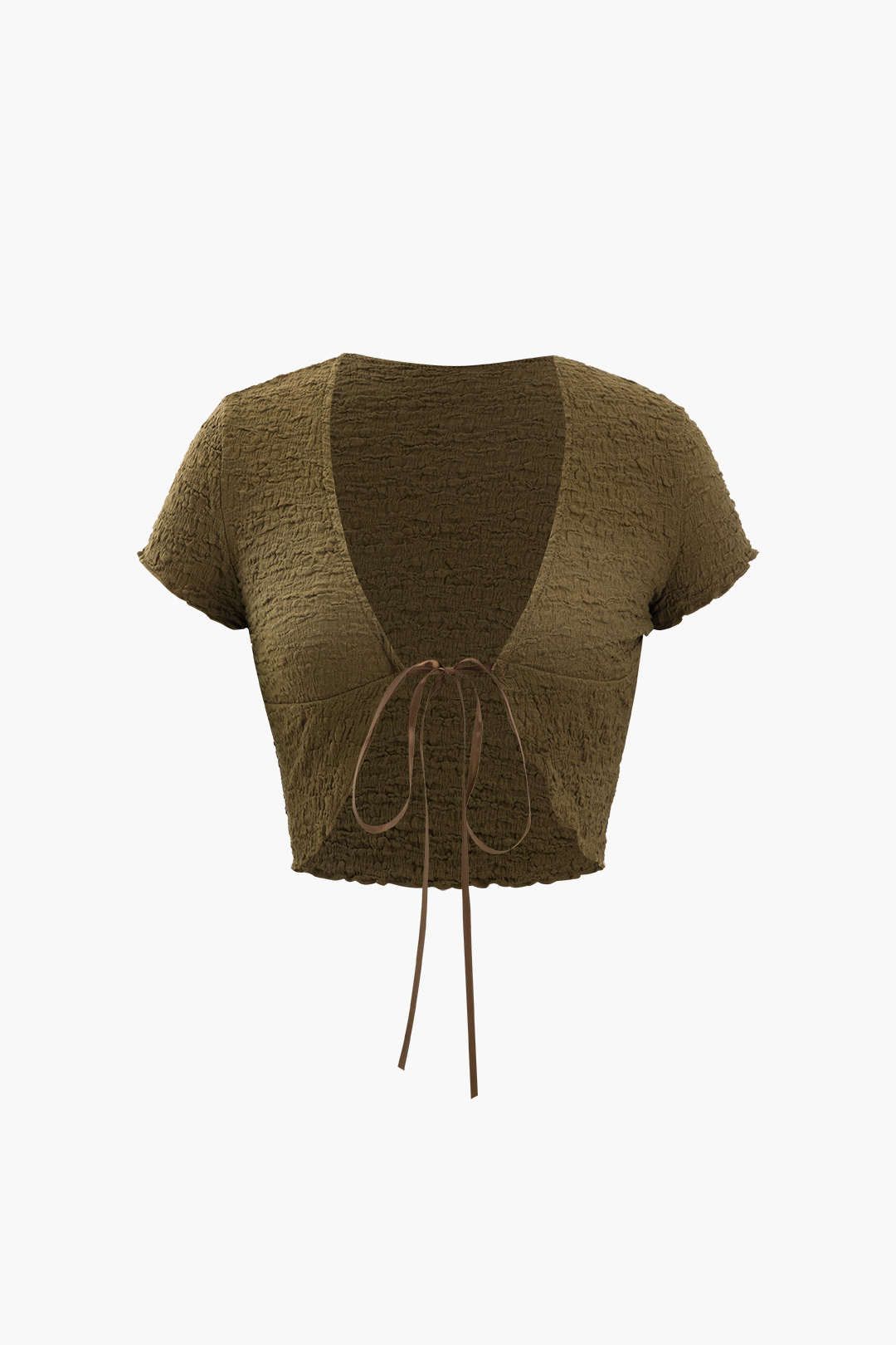 Textured Tie Front T-Shirt sold by Micas