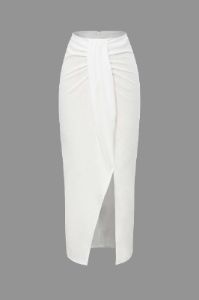 High Waist Ruched Split Midi Skirt sold by Micas