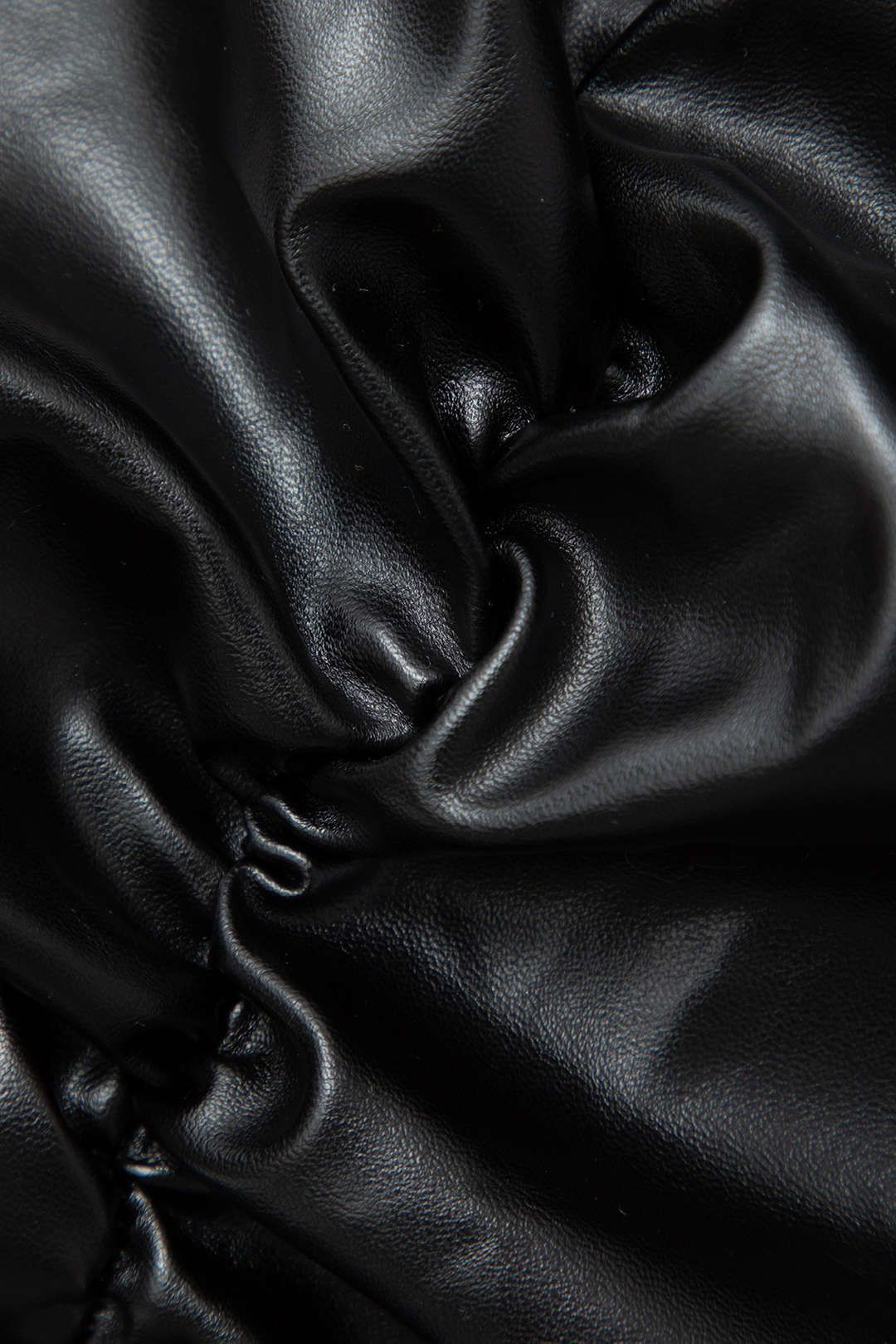 Faux Leather Asymmetric Sleeveless Top And Ruched Mini Skirt Set sold by Micas product image thumbnail 7