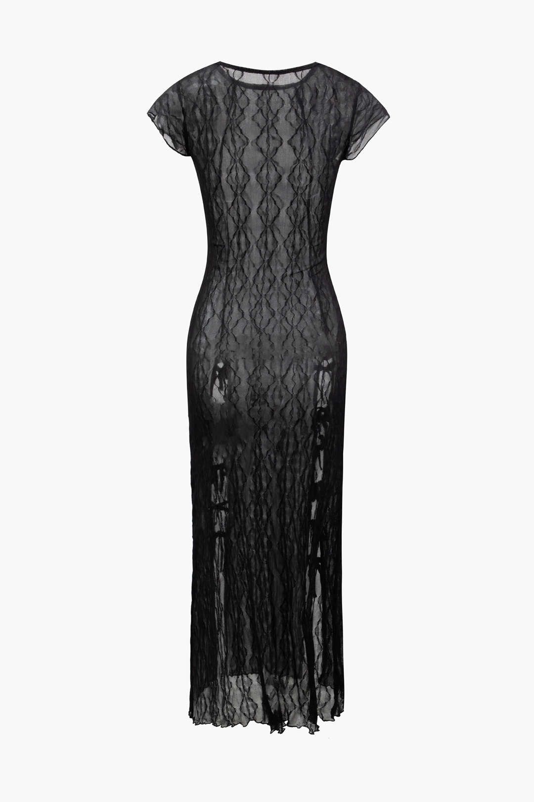 Sheer Lace Short Sleeve Maxi Dress sold by Micas product image thumbnail 2