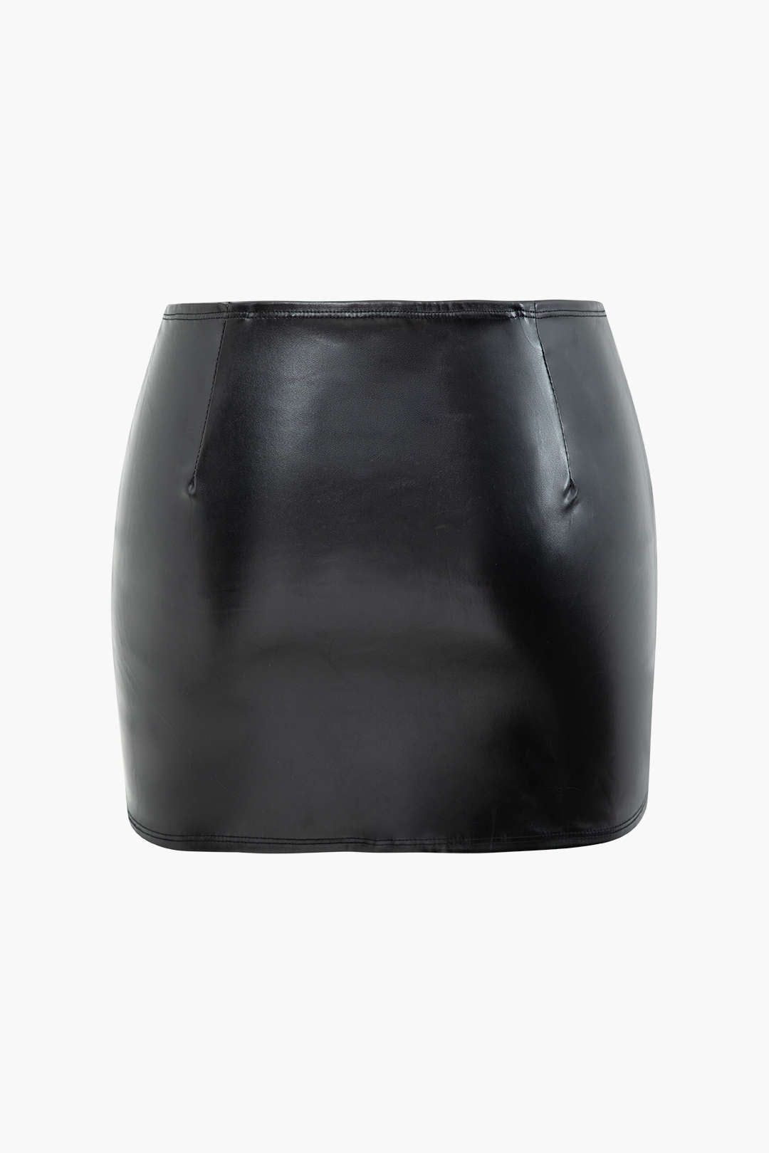 Faux Leather Asymmetric Sleeveless Top And Ruched Mini Skirt Set sold by Micas product image thumbnail 5